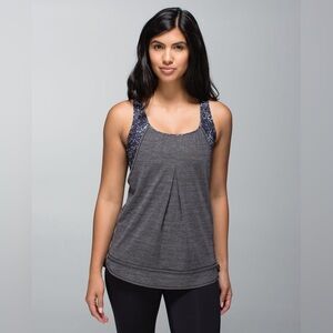 Lululemon Run Times Tank Top Heathered Black / Rocky Road Sand Dune Ground Sz 8